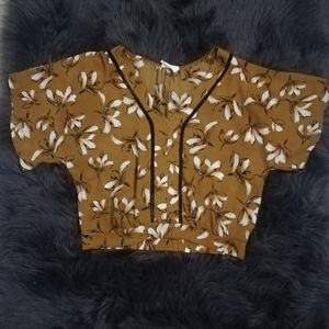 Mustard & White flowers blouse